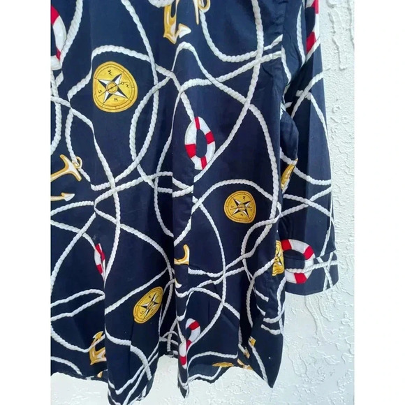 Vintage Lauren Ralph Lauren Womens Nautical Sailor Anchor Button Down Shirt 1X - Picture 5 of 9
